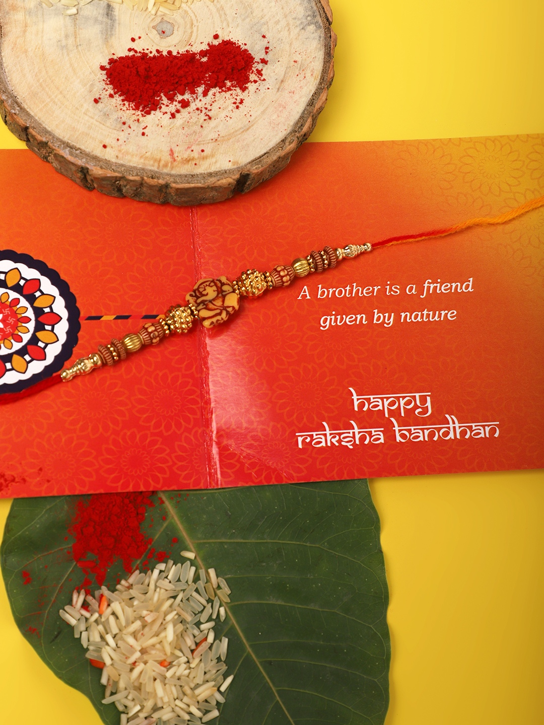 YouBella Designer Bracelet Rakhi and Greeting Card Combo Set for Brother Raksha Bandhan Gift for Brother (Style 1)